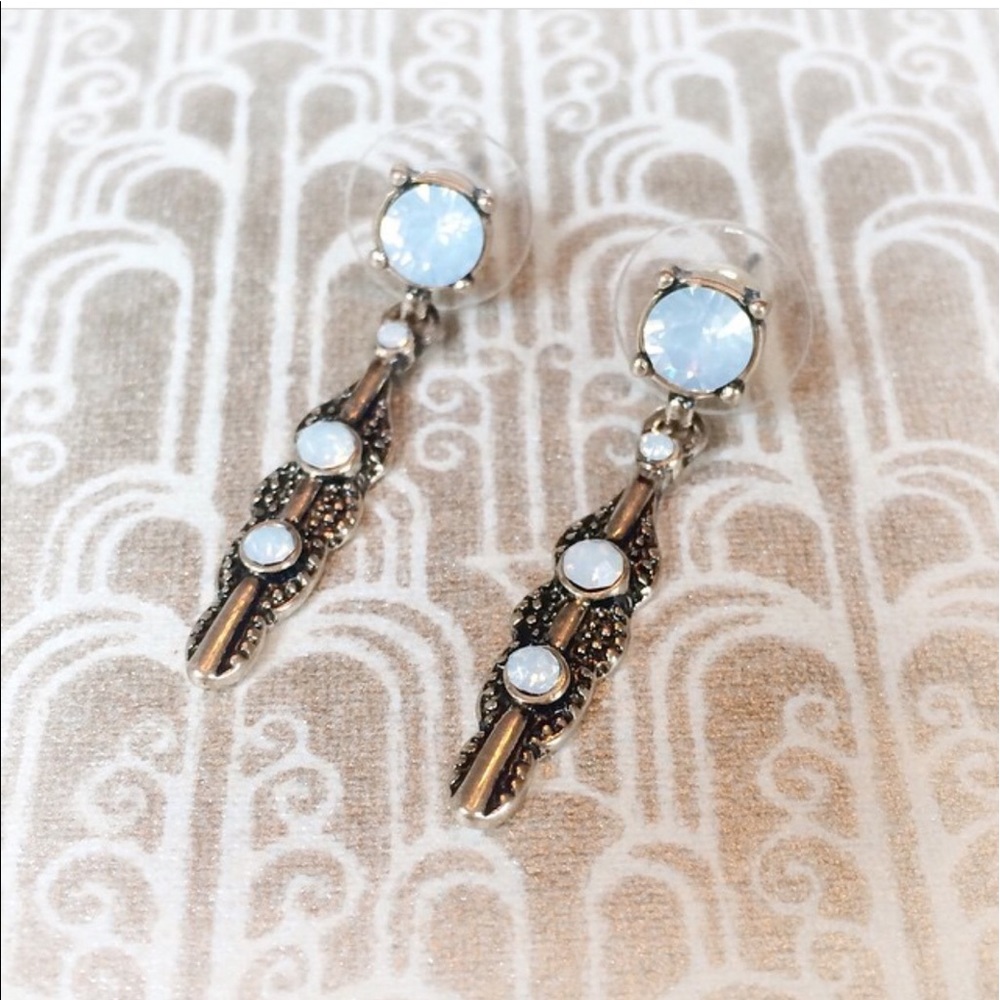 Art Deco opal colored drop earrings