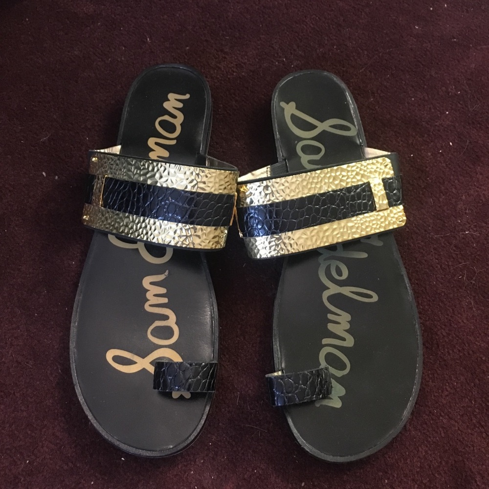 Sam Edelman sandals black leather with gold. 8.5