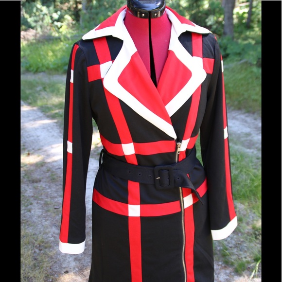 Recycled / Destroyed Knit Lined 60's Mod Zip Dress - Picture 3 of 5