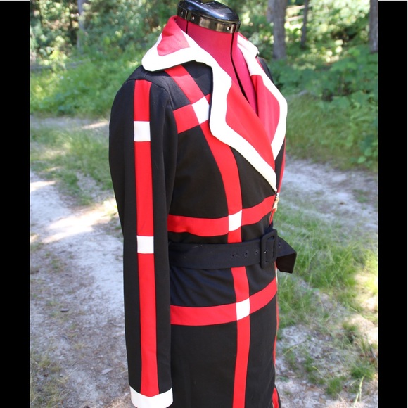 Recycled / Destroyed Knit Lined 60's Mod Zip Dress - Picture 5 of 5