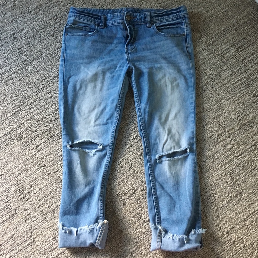 New Free people cropped jeans with knee slits