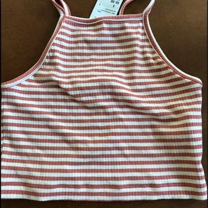 Forever 21 red white striped crop top small NWT