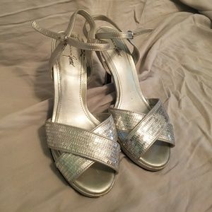 Silver Sequin Heels