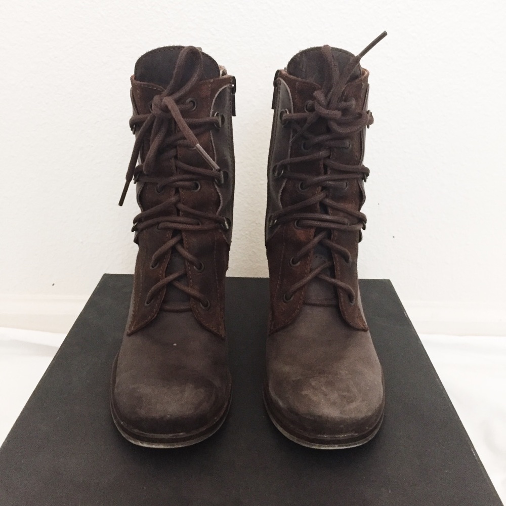 Anthropologie Lace up leather boots