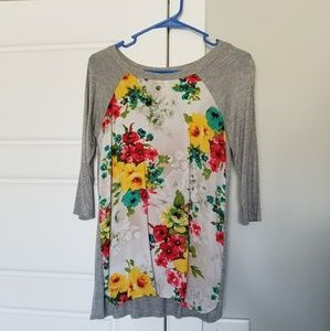 Floral and soft grey raglan top