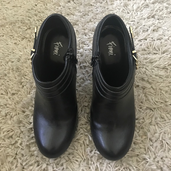 Black ankle booties with beautiful gold hardware. - Picture 3 of 6