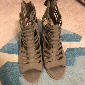 G by Guess - gladiator olive green cut out booties
