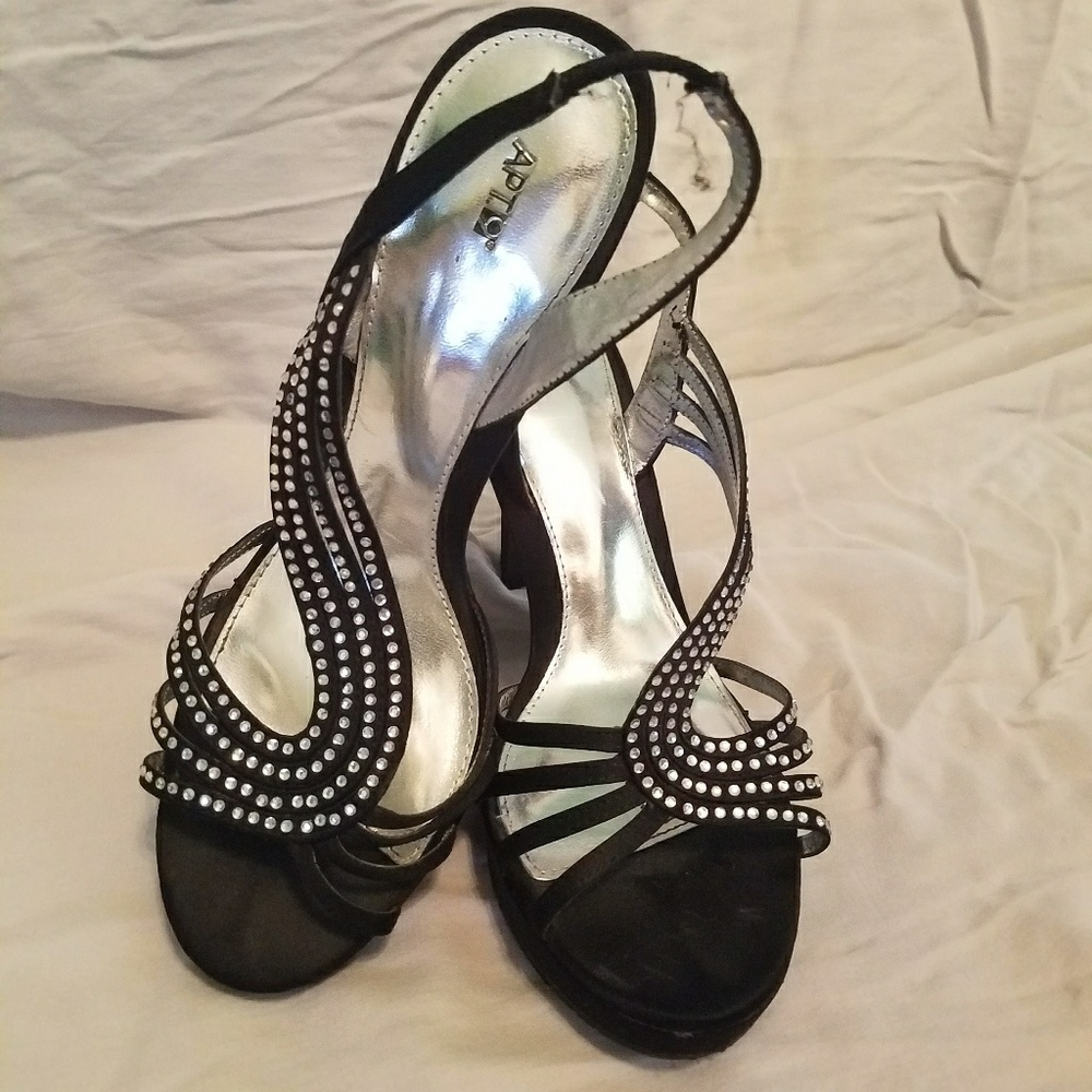 Black rhinestone heels