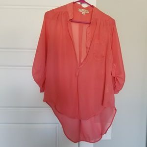 High low sheer pink blouse