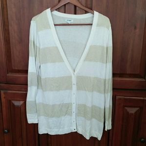 white and gold cardigan