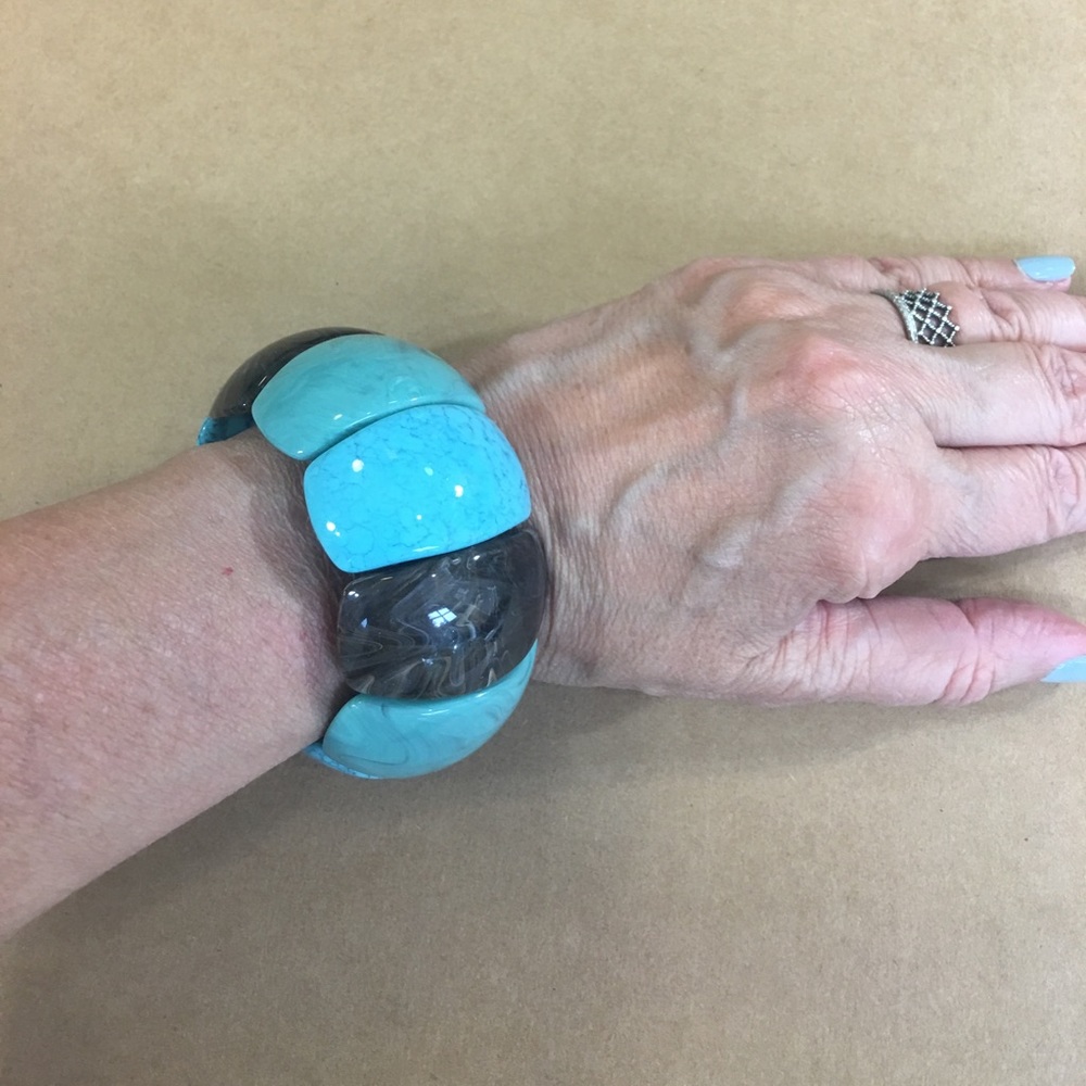 Blue & brown statement bracelet