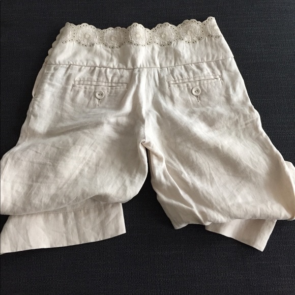 Elevenses from Anthropologie linen pants in cream. - Picture 4 of 4