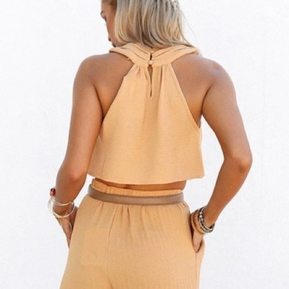 Peach/ Orange Ruse Halter Top - Picture 3 of 5