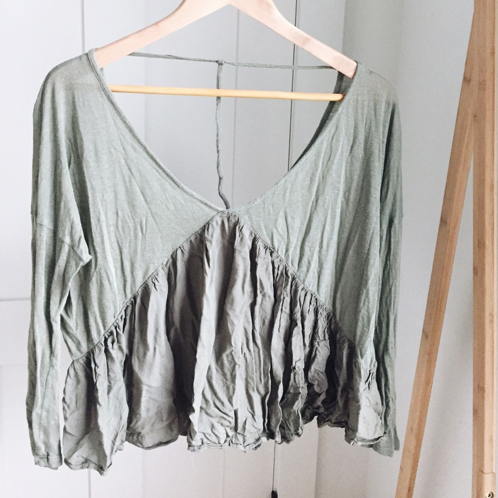 Free People flowy olive blouse
