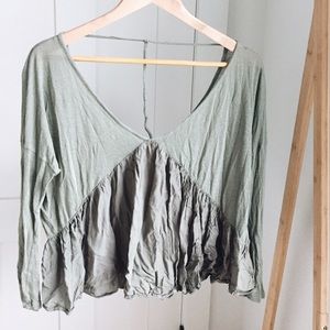 Free People flowy olive blouse