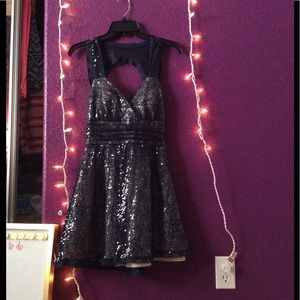 Dark blue with sequins hoco dress