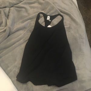 Black workout shirt low cut arm holes and sheerbac