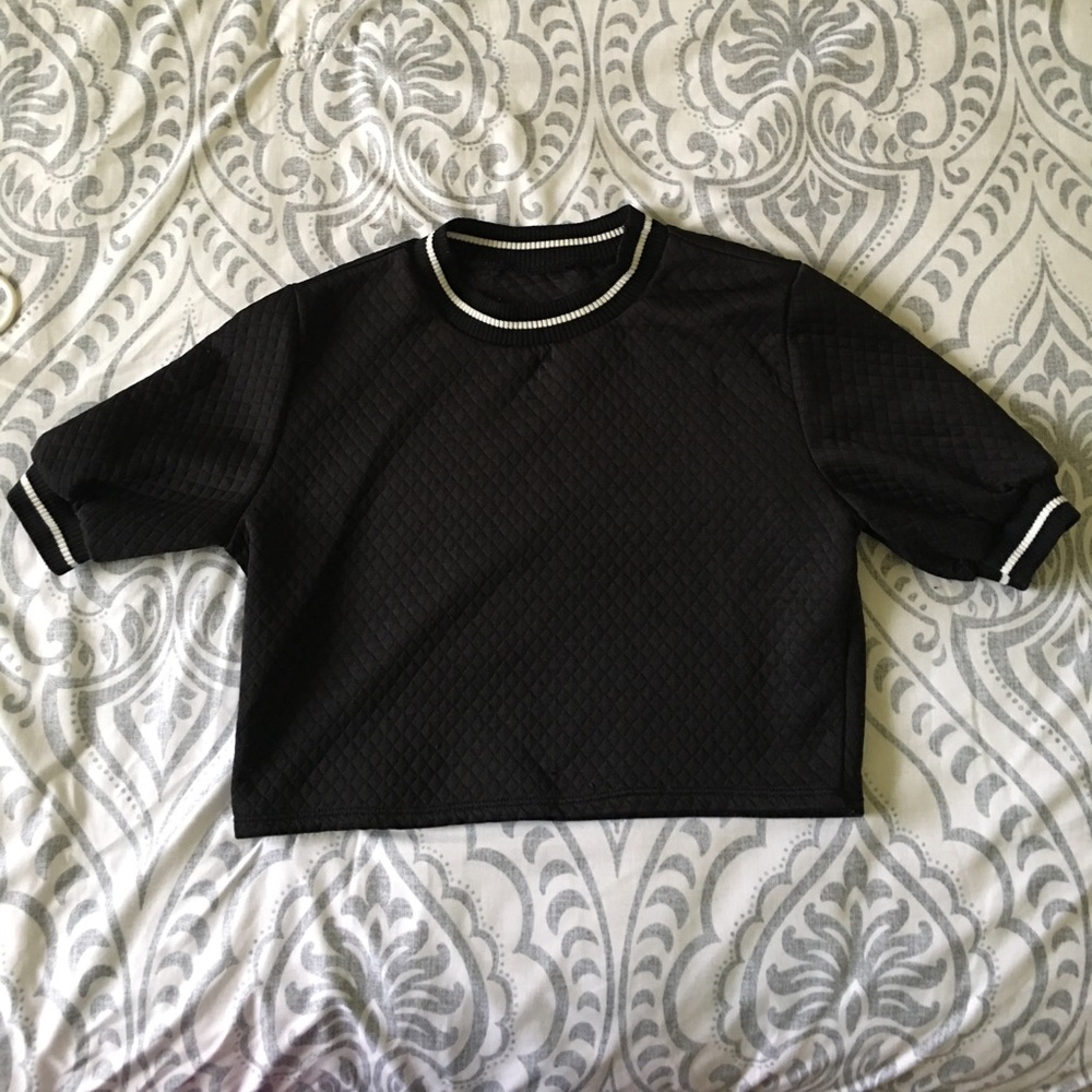 Black Quilted Crop Top