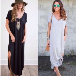 GRAY OVERSIZED MAXI DRESS