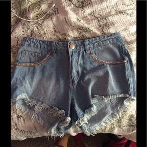 High waisted denim shorts