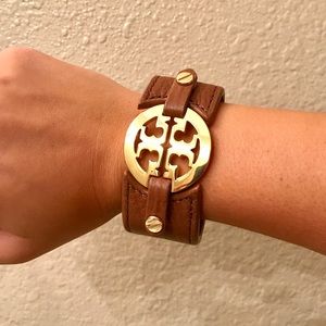 ❗️$ DROP❗️Tory Burch Buckle Logo Leather Bracelet