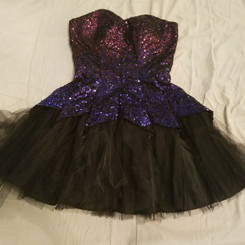 Homecoming Purple Sequin and tulle dress