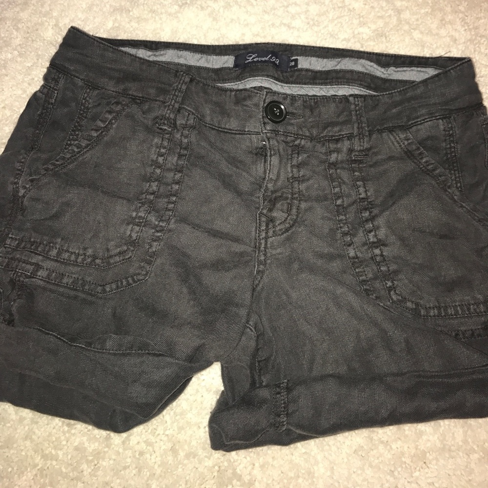 black/dark gray shorts