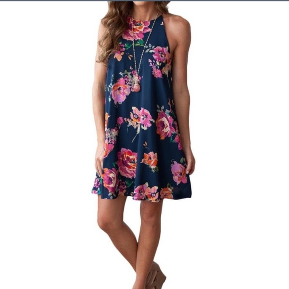 Size Small BLUE FLORAL DRESS - Picture 2 of 3