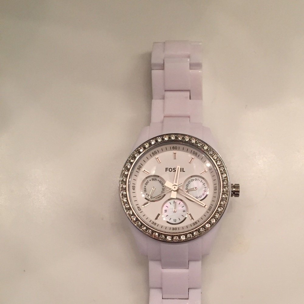 White Fossil Watch