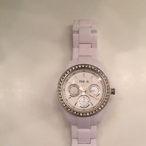 White Fossil Watch