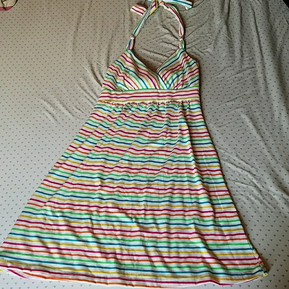 Colorful striled halter mini dress
