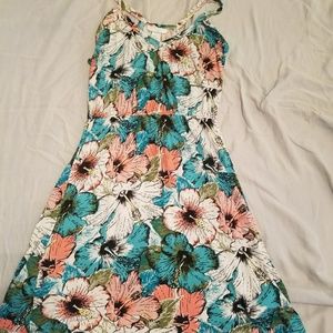 Strapless floral print dress