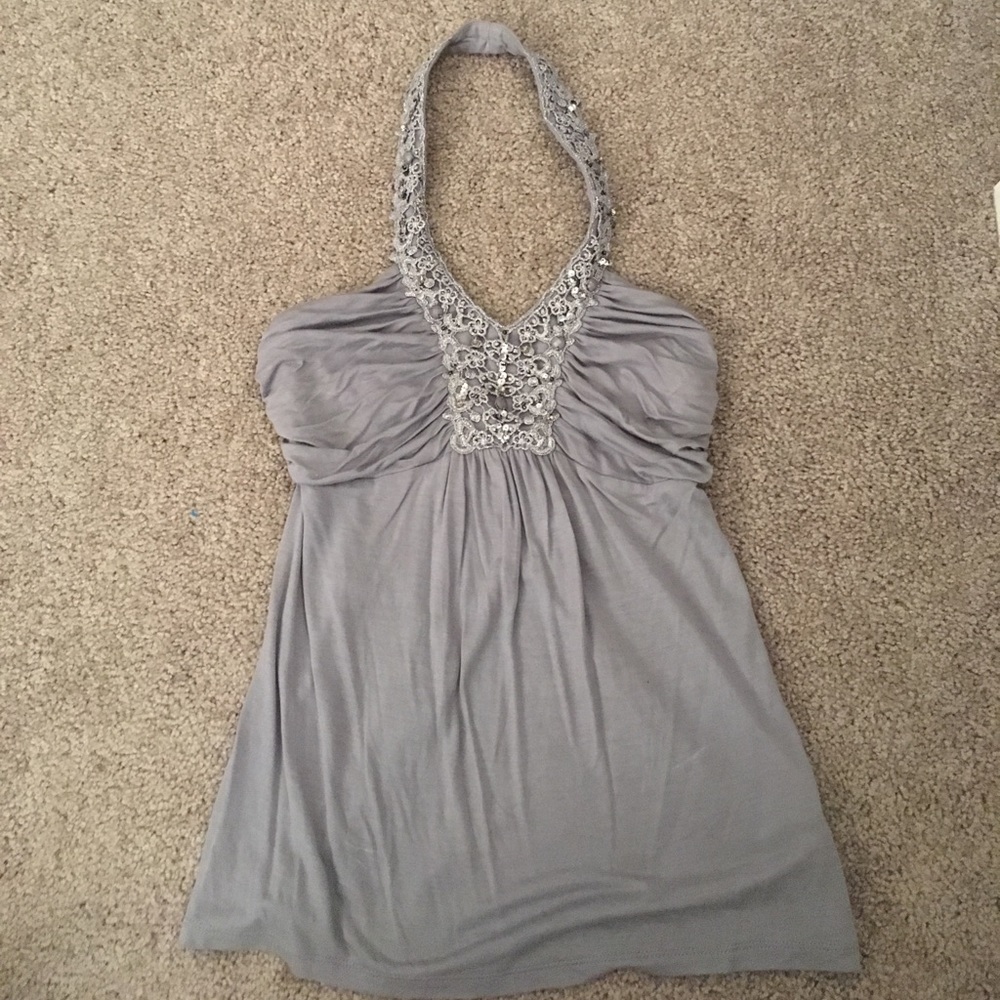 Stunning grey Express halter top XS