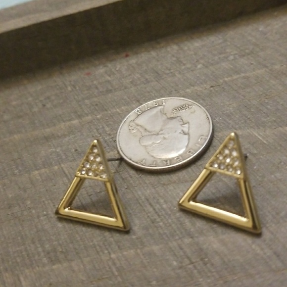 JBloom Triangle GOLD Rhinestone Earrings - Picture 4 of 5