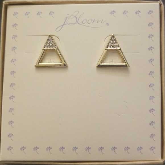 JBloom Triangle GOLD Rhinestone Earrings - Picture 5 of 5