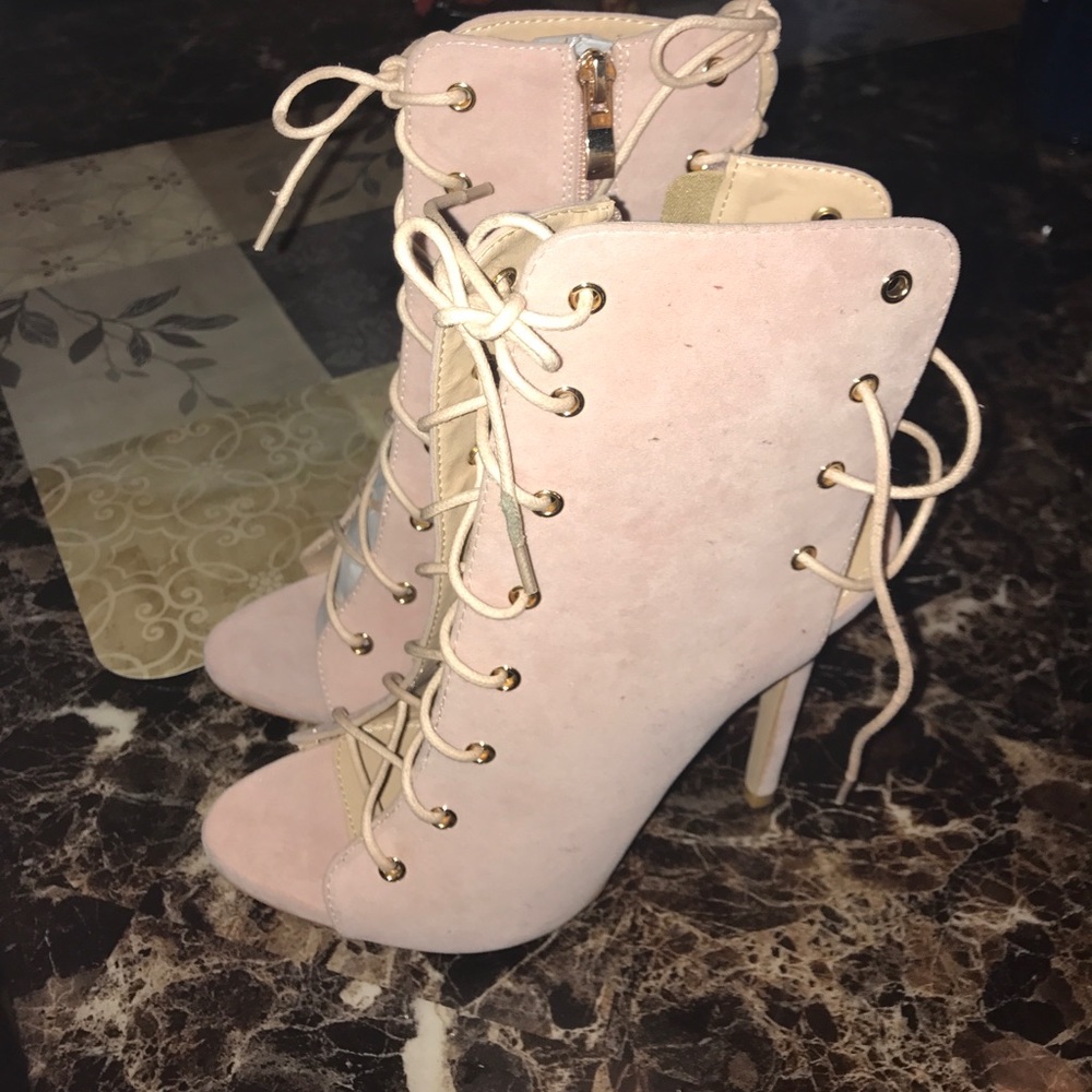 Lace Up Pink Heels