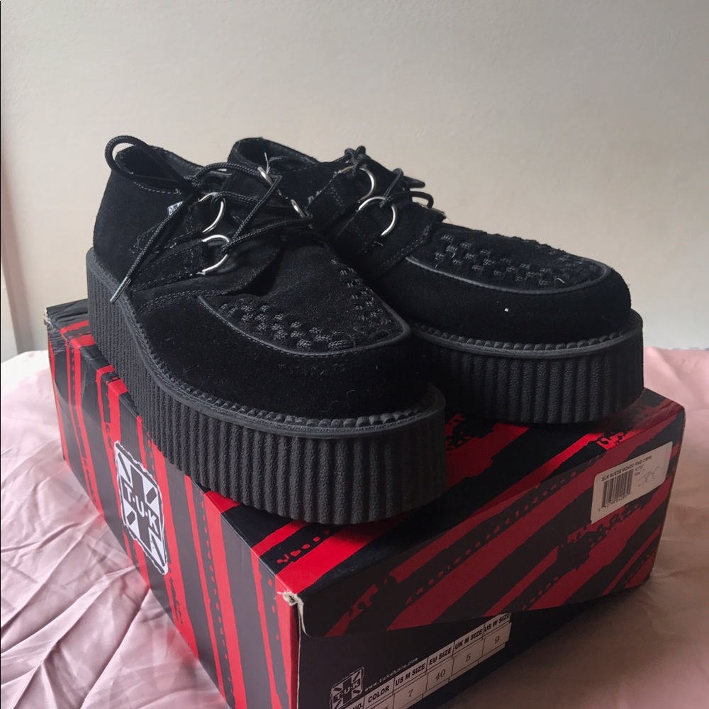 New T.U.K. Black Suede Mondo Creepers