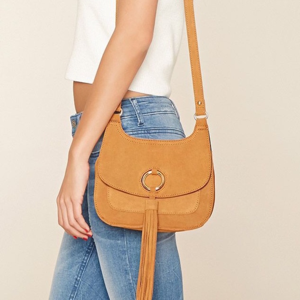 Real suede crossbody purse