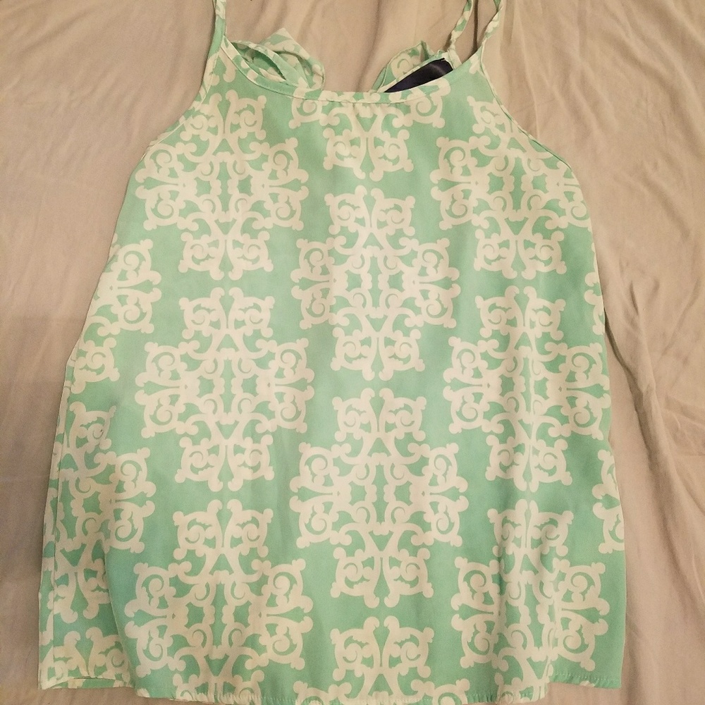 Mint green and white top