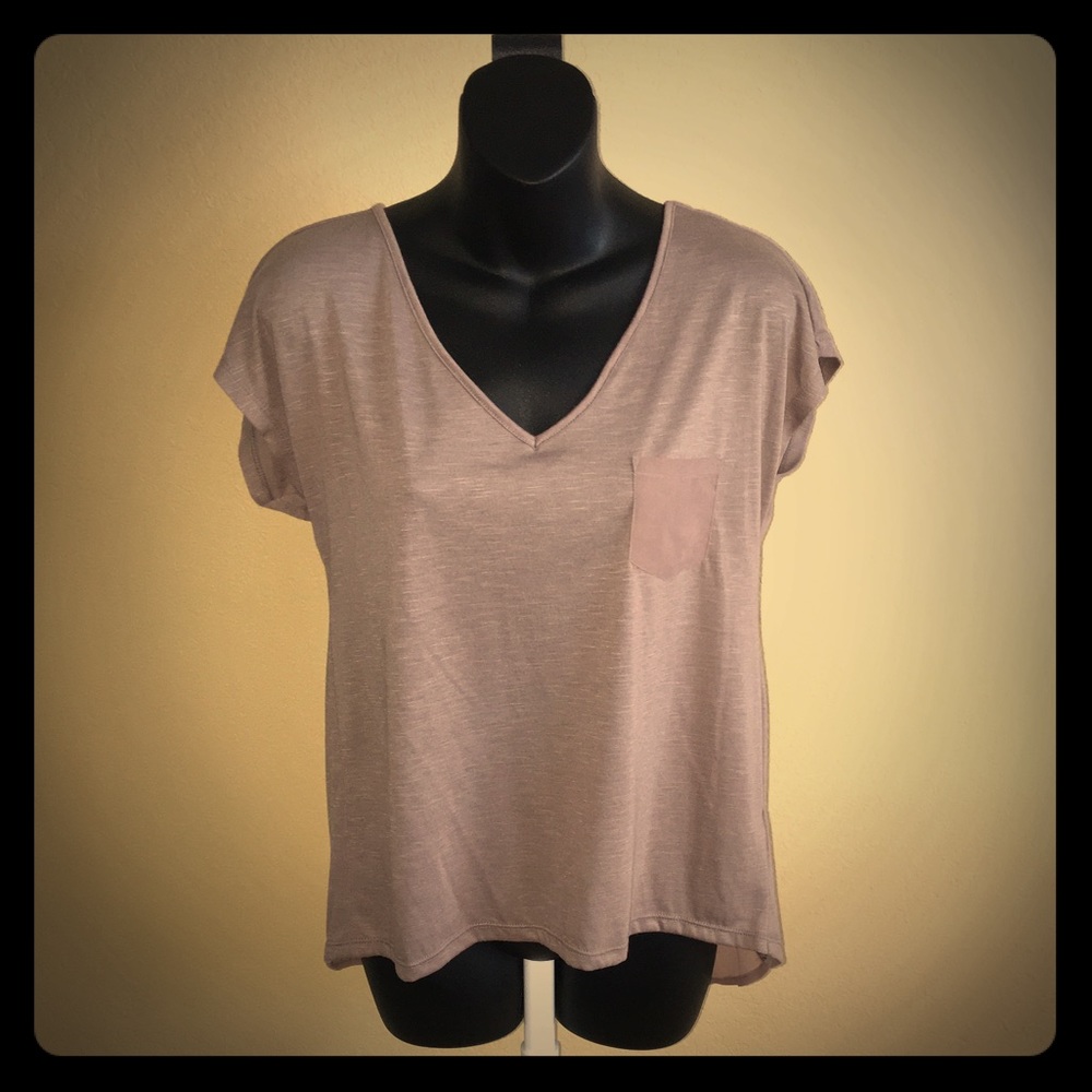 Tan lightweight tee with Shear back