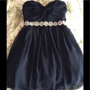 Short dark blue homecoming dress