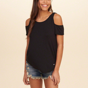 Black Cold-Shoulder Tee