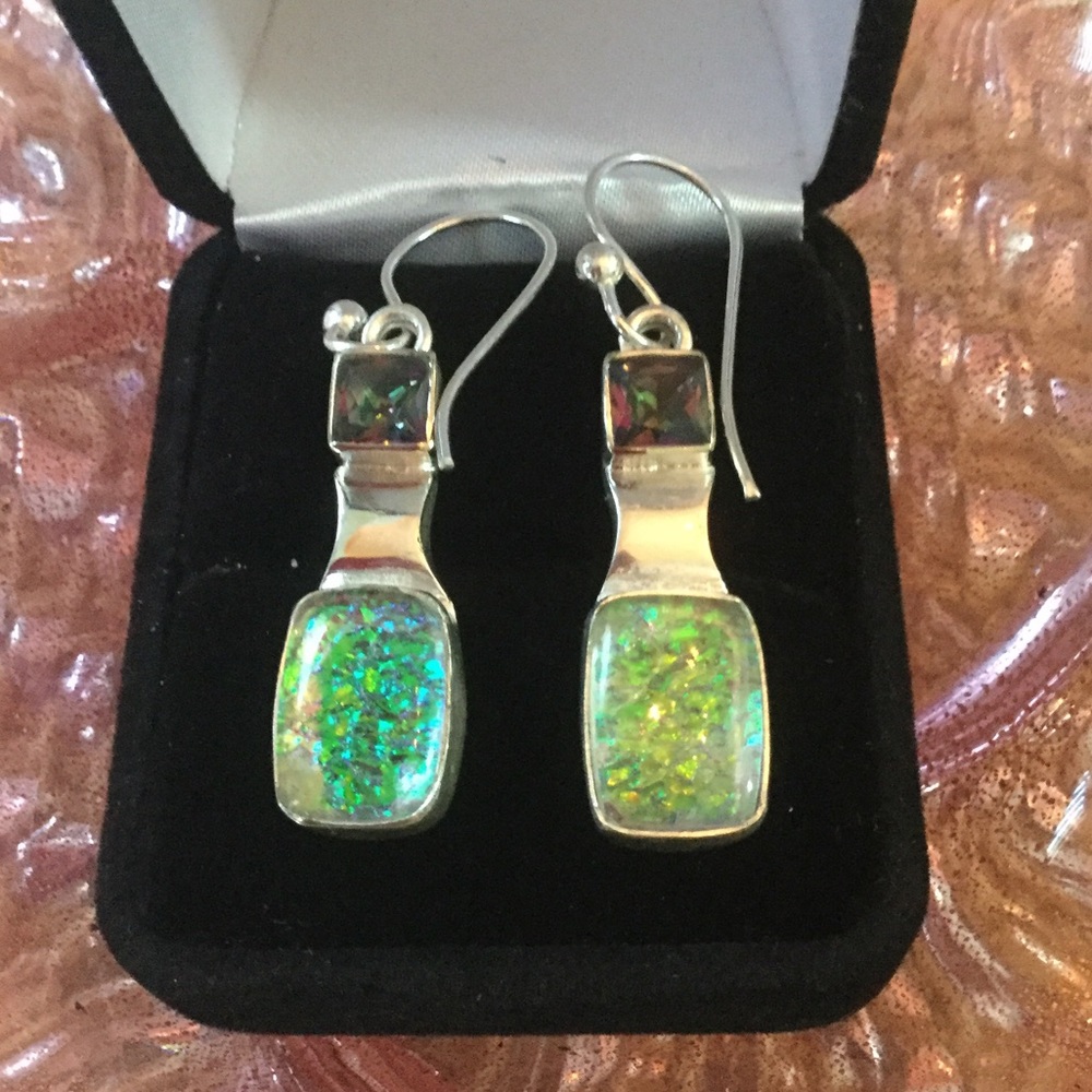 Opalite & Mystic Moonlight Topaz Earrings - Picture 5 of 5