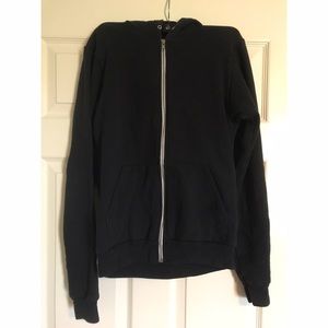 American Apparel zip up hoodie, Black, size S.