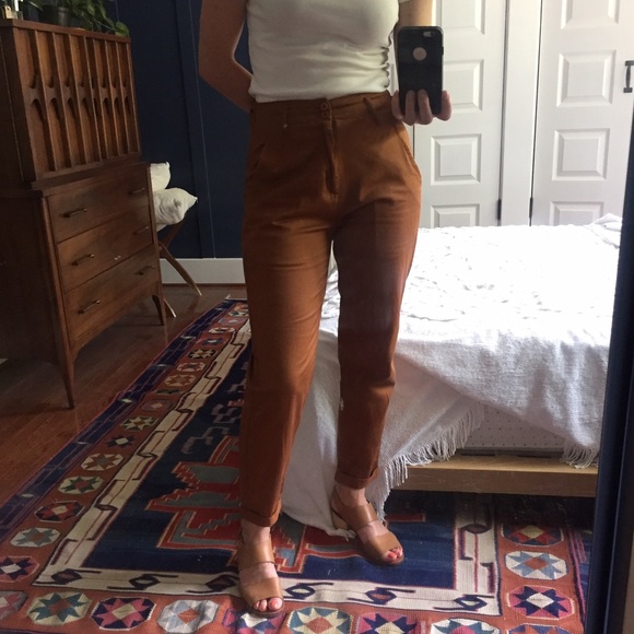 rust colored high waisted pants