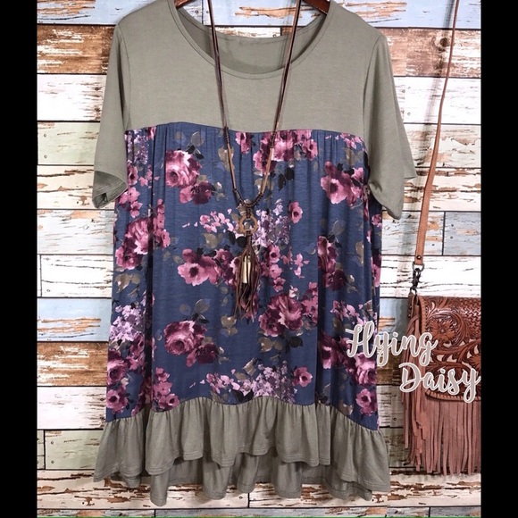 Plus Size Tunic Top Boho Floral Long 1X 2X 3X NEW - Picture 2 of 3