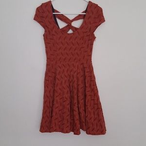 Bar lll burnt orange textured skater dress