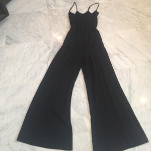 Black jumpsuit with spaghetti straps flare legs