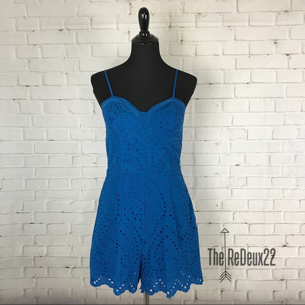 Xhilaration Blue Eyelet Romper Size Med