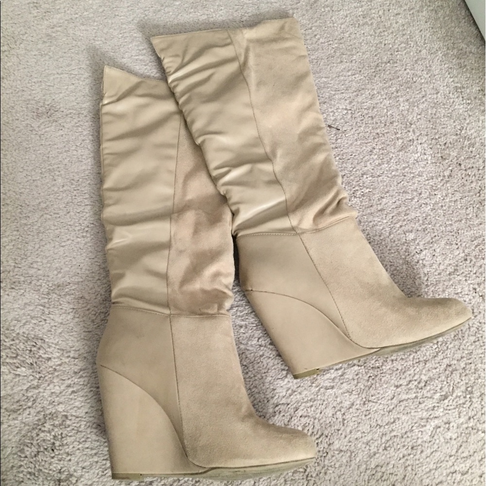 Tan Knee High Wedges